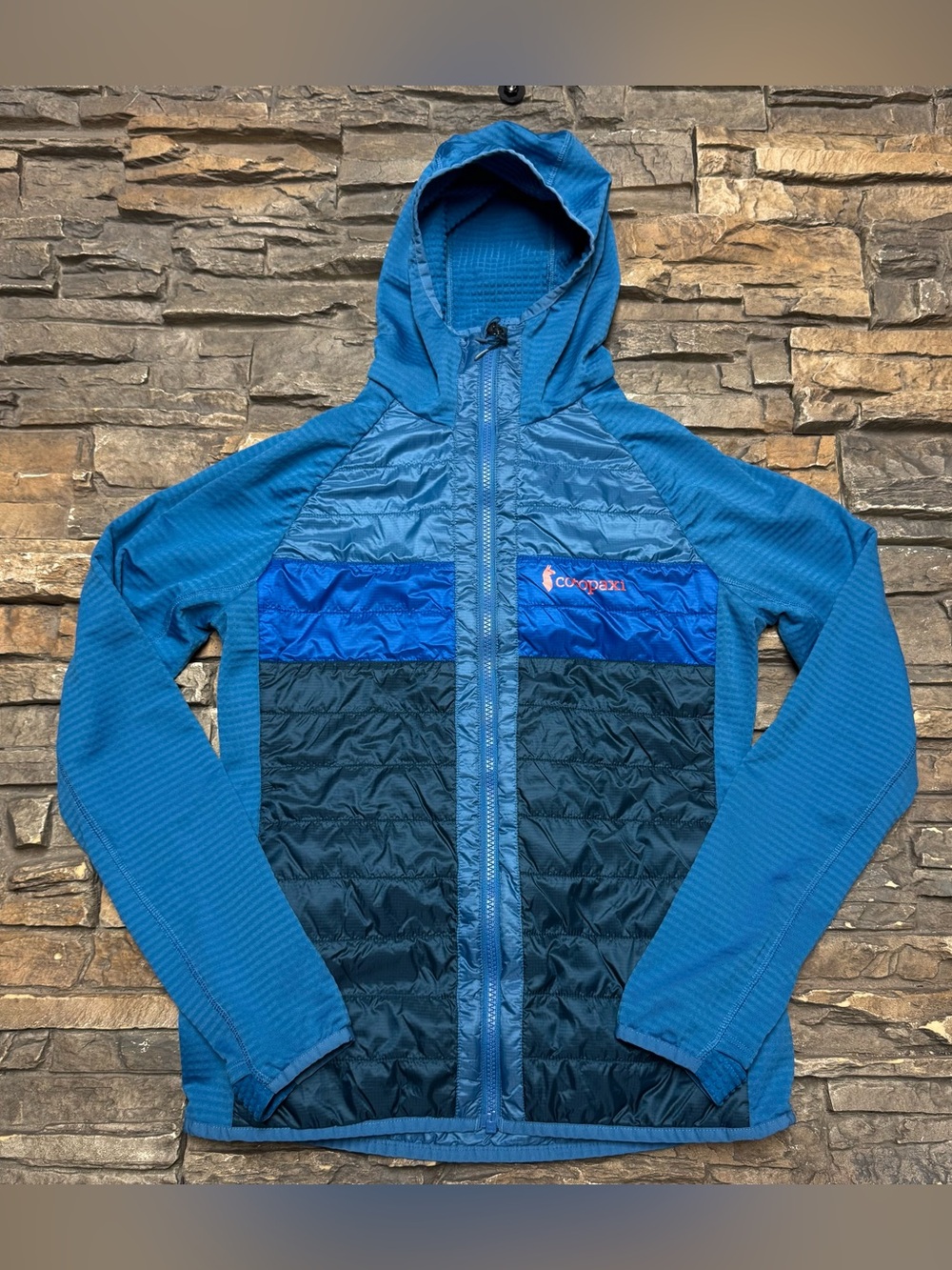 Cotopaxi Capa Insulated Hooded Jacket Women's Small Blue Puffer Full Zip Pockets